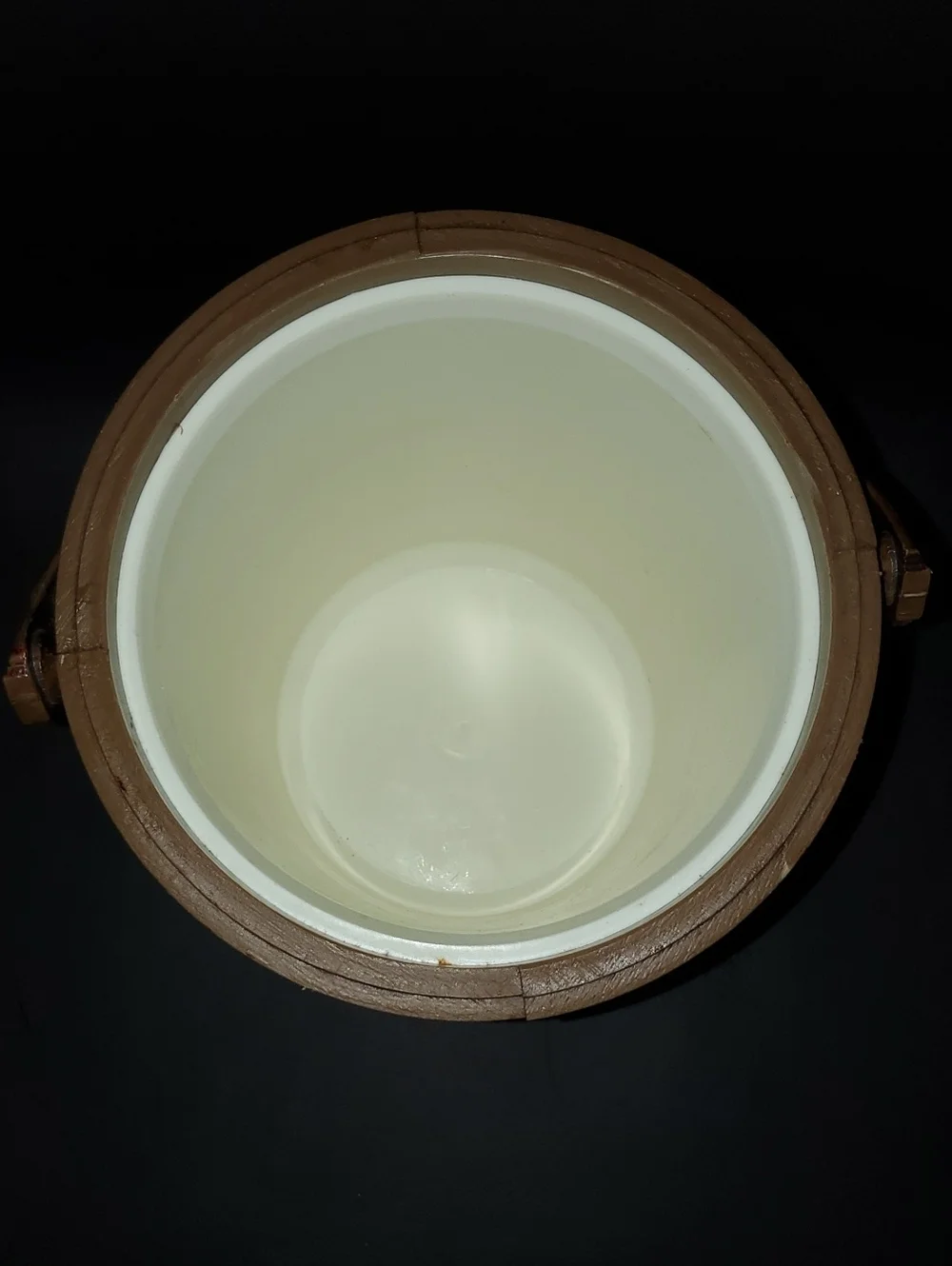 Vintage Fiberglass Owens Corning Made in USA Faux Wood MCM Ice Bucket